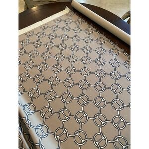 Rare HERMES Dedar Finish Fabric Fils D'Argent Taupe Chain Link 4.97 Yards